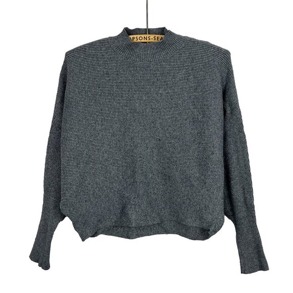 Zara Knit Womens Grey Ribbed Mockneck Cropped Sweater Small - Picture 1 of 4